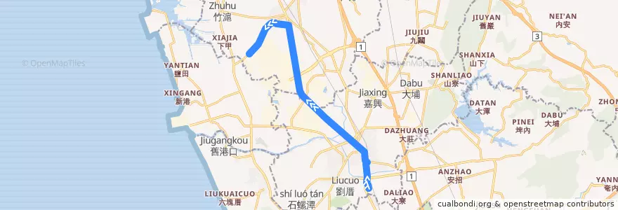 Mapa del recorrido 紅69D(往程) de la línea  en 가오슝시.