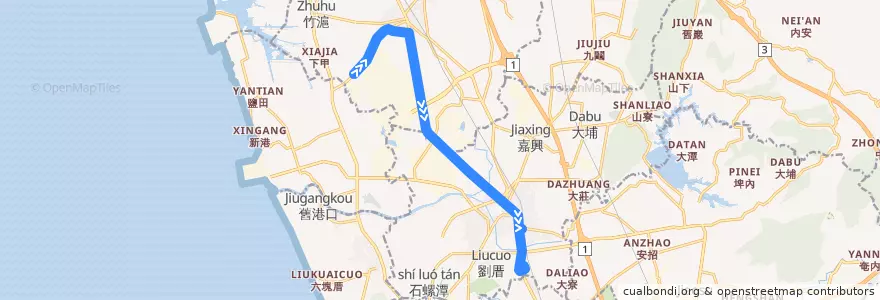 Mapa del recorrido 紅69D(返程) de la línea  en کائوهسیونگ.