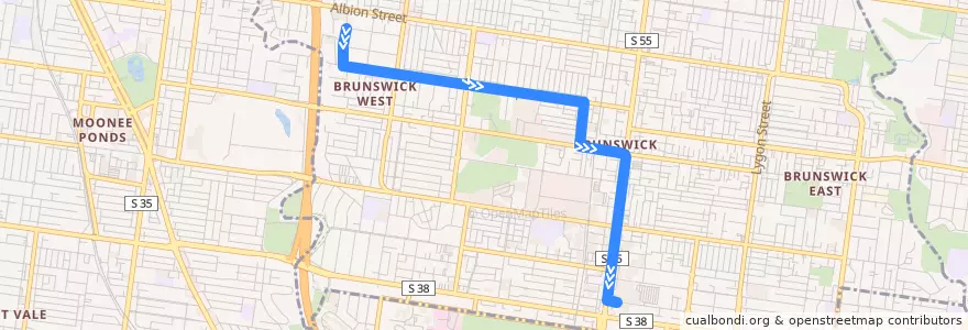Mapa del recorrido Bus 509: Brunswick West => Hope Street & Sydney Road => Barkly Square Shopping Centre de la línea  en City of Moreland.