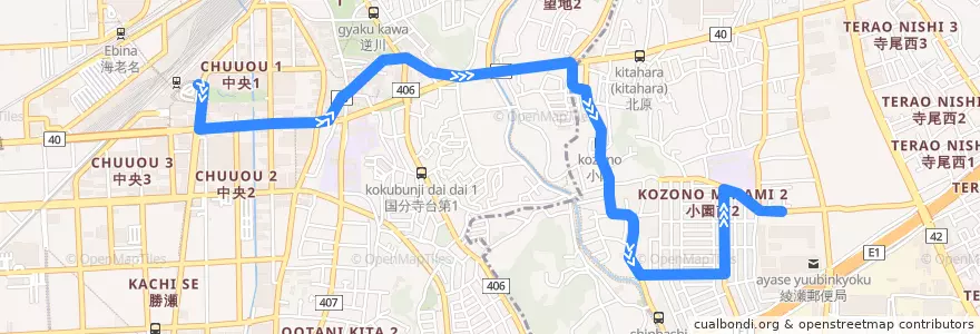 Mapa del recorrido 綾41 de la línea  en 神奈川県.