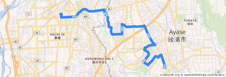 Mapa del recorrido 綾41 de la línea  en Канагава.
