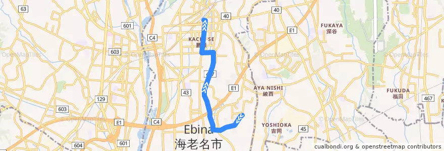 Mapa del recorrido 綾31 de la línea  en 海老名市.