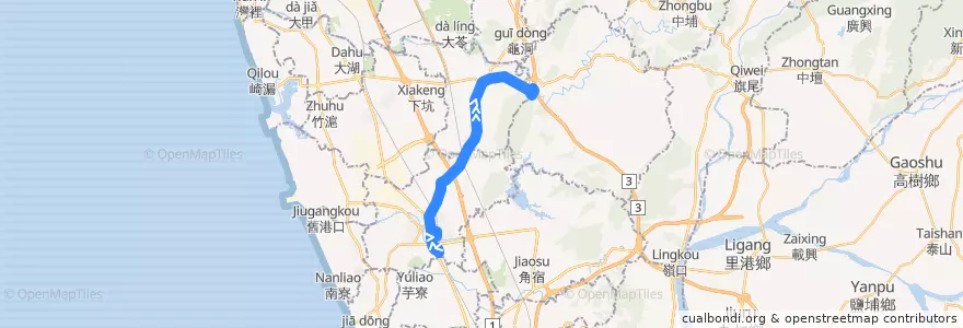 Mapa del recorrido 紅70(正線_往程) de la línea  en کائوهسیونگ.