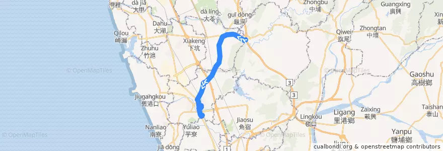 Mapa del recorrido 紅70(正線_返程) de la línea  en Kaohsiung.