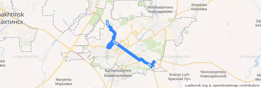 Mapa del recorrido Новостройка – Ж/д вокзал – п.Фрунзе – РЭМЗ Маршрутное такси №57 de la línea  en Stadtkreis Schachty.