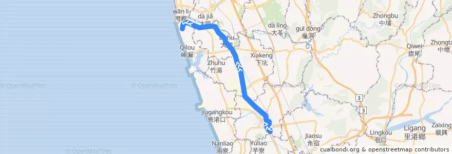 Mapa del recorrido 紅71A(正線_往程) de la línea  en Kaohsiung.