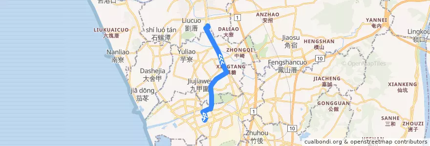 Mapa del recorrido 紅71(延駛加昌站_往程) de la línea  en Kaohsiung.