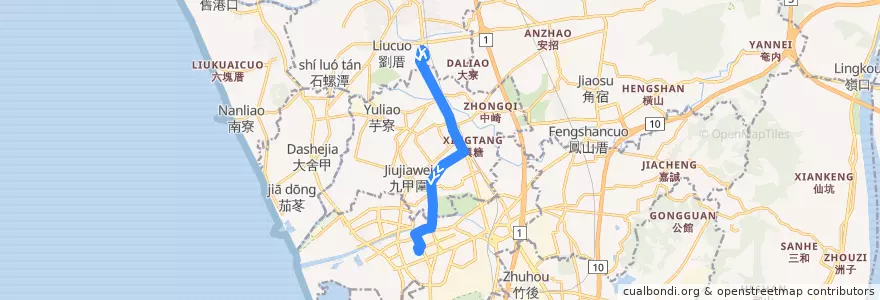 Mapa del recorrido 紅71(延駛加昌站_返程) de la línea  en Kaohsiung.