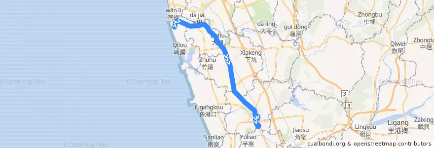 Mapa del recorrido 紅71B(正線_返程) de la línea  en Kaohsiung.