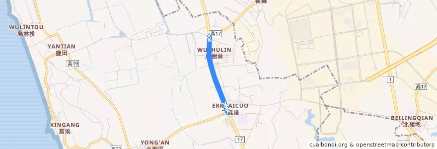 Mapa del recorrido 紅72B(延駛保寧_返程) de la línea  en 永安區.