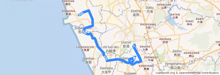 Mapa del recorrido 紅72B(正線_返程) de la línea  en كاوهسيونغ.