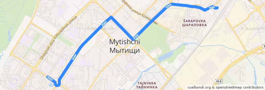 Mapa del recorrido Автобус 11: 6-й микрорайон => Станция Мытищи de la línea  en Mytishchi Urban Okrug.
