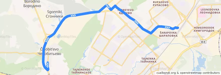 Mapa del recorrido Автобус 15: Челобитьево => Мытищи de la línea  en городской округ Мытищи.
