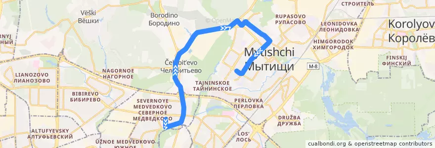 Mapa del recorrido Автобус 169: Москва => Мытищи de la línea  en городской округ Мытищи.