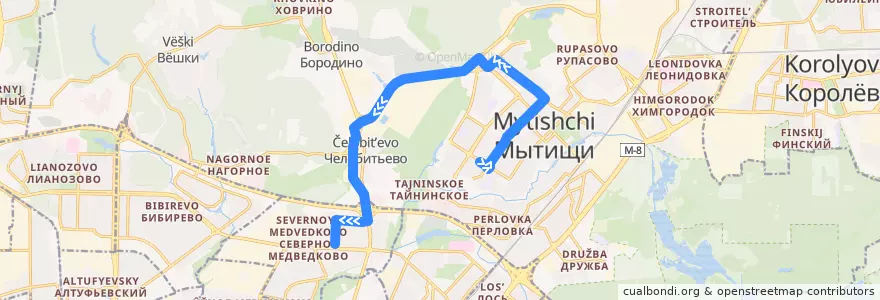 Mapa del recorrido Автобус 169: Мытищи => Москва de la línea  en городской округ Мытищи.