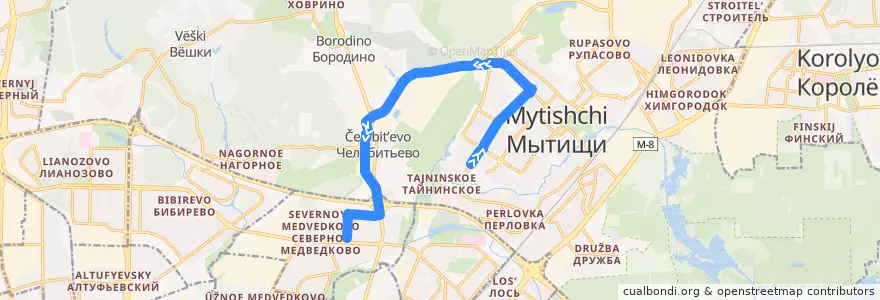 Mapa del recorrido Автобус 170: Мытищи => Москва de la línea  en городской округ Мытищи.