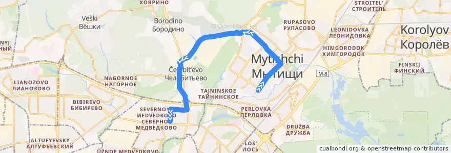 Mapa del recorrido Автобус 199: Мытищи => Москва de la línea  en городской округ Мытищи.