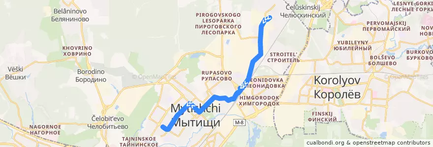 Mapa del recorrido Автобус 1: Челюскинский => 6-й микрорайон de la línea  en городской округ Мытищи.