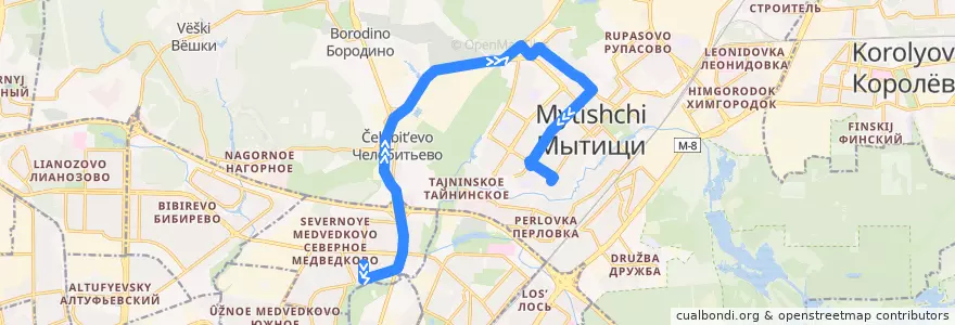 Mapa del recorrido Автобус 419: Москва => Мытищи (НИИОХ) de la línea  en городской округ Мытищи.
