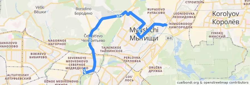 Mapa del recorrido Автобус 419: Москва => Мытищи (станция Мытищи) de la línea  en городской округ Мытищи.