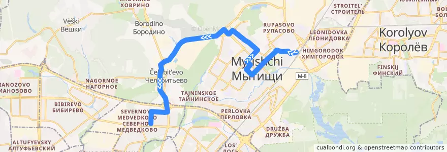 Mapa del recorrido Автобус 419: Мытищи (станция Мытищи) => Москва de la línea  en городской округ Мытищи.