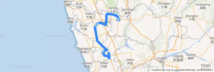 Mapa del recorrido 紅73(正線_返程) de la línea  en Kaohsiung.