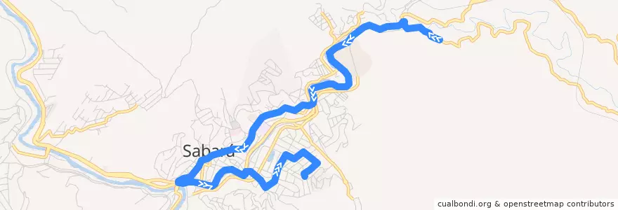 Mapa del recorrido 01 - Siderúrgica/Campo de Santo Antônio (ida) de la línea  en Sabará.