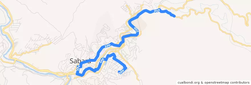 Mapa del recorrido 01 - Siderúrgica/Campo de Santo Antônio (volta) de la línea  en Sabará.