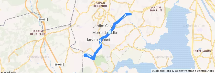 Mapa del recorrido 7009-10 Jardim São Lourenço - Jardim Ângela (Circular) de la línea  en 聖保羅.
