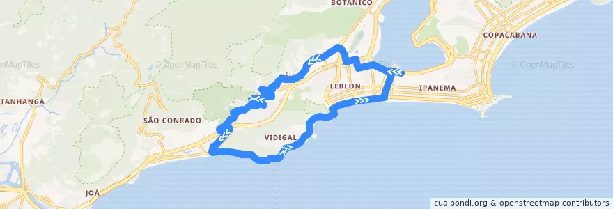 Mapa del recorrido São Conrado - Jardim de Alah (Circular) de la línea  en Río de Janeiro.