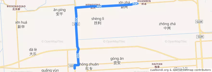 Mapa del recorrido 832路: 环本 => 三余公交回车场 de la línea  en 三余镇.