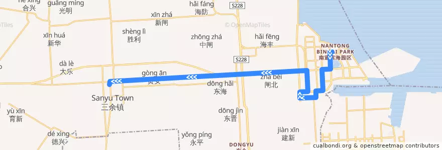 Mapa del recorrido 816路: 通州湾商务大厦 => 三余公交回车场 de la línea  en 三余镇.