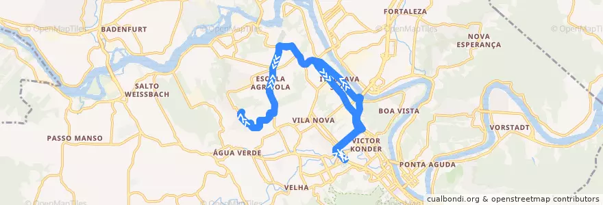 Mapa del recorrido Coripós (Circular) de la línea  en Blumenau.