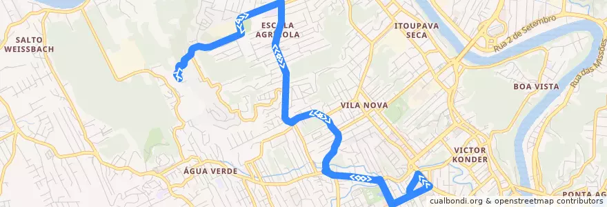 Mapa del recorrido Lúcio Esteves (Circular) de la línea  en Blumenau.