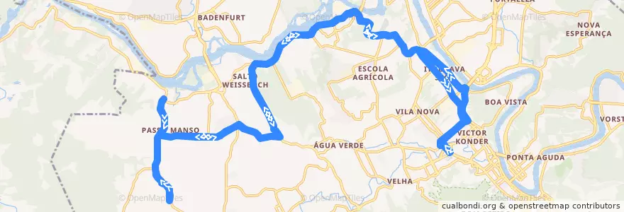 Mapa del recorrido Ribeirão Branco (Circular) de la línea  en Blumenau.