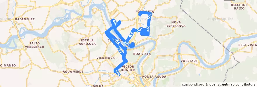 Mapa del recorrido São João de la línea  en Blumenau.
