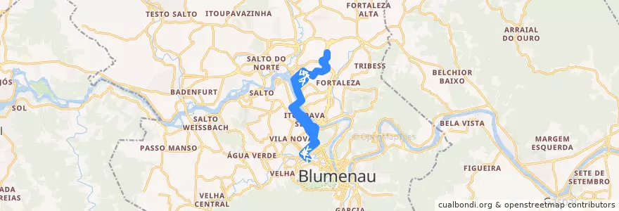 Mapa del recorrido 25 de Agosto (Circular) de la línea  en Blumenau.