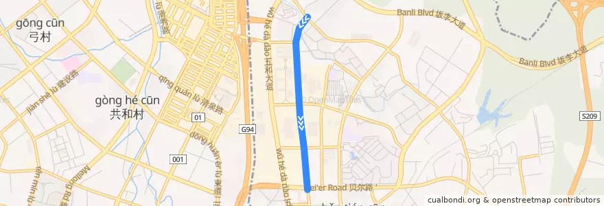 Mapa del recorrido bus M461 往 雪岗北总站 de la línea  en Longgang District.
