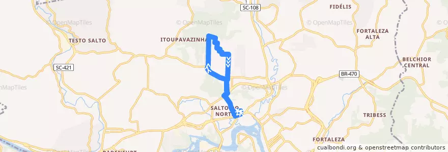 Mapa del recorrido Botuverá (Circular) de la línea  en Blumenau.