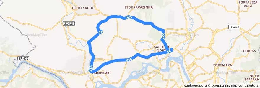 Mapa del recorrido Felipe Bauler (Circular) de la línea  en Blumenau.