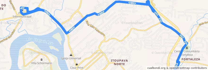 Mapa del recorrido Romário Badia de la línea  en Blumenau.