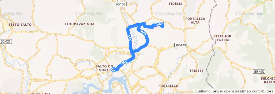 Mapa del recorrido Santa Clara (Circular) de la línea  en Blumenau.