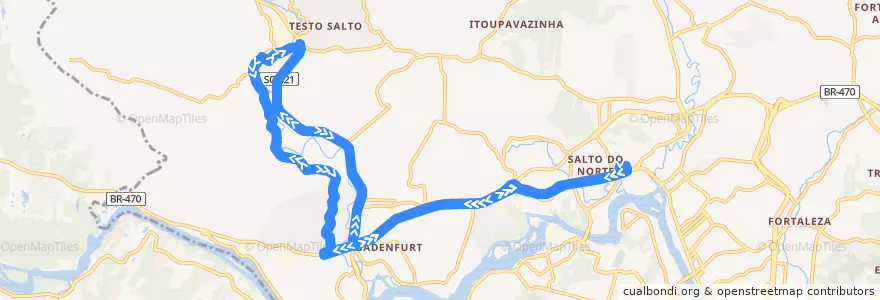 Mapa del recorrido Testo Salto (Circular) de la línea  en Blumenau.