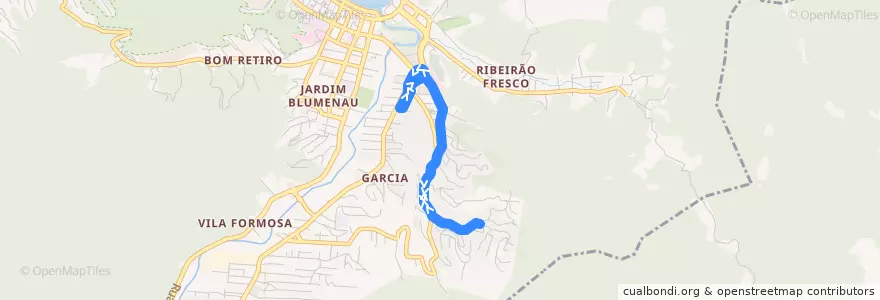 Mapa del recorrido Araranguá (Circular) de la línea  en Blumenau.