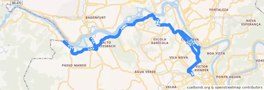 Mapa del recorrido Passo Manso (Circular) de la línea  en Blumenau.