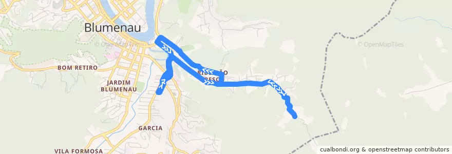 Mapa del recorrido Pastor O. Hesse/ Garuva (Circular) de la línea  en Blumenau.