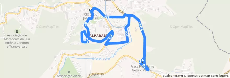 Mapa del recorrido Manoel Salvador (Circular) de la línea  en Blumenau.