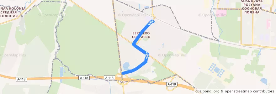 Mapa del recorrido Автобус № 129А: платформа "Сергиево" => улица Калинина, 51 de la línea  en округ Константиновское.