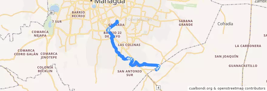 Mapa del recorrido Ruta ESQ: Vistas de Esquipulas -> Mercado Roberto Huembes de la línea  en Managua (Municipio).