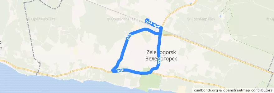 Mapa del recorrido Автобус № 320: Зеленогорск, вокзал => Зеленогорск, вокзал de la línea  en Зеленогорск.